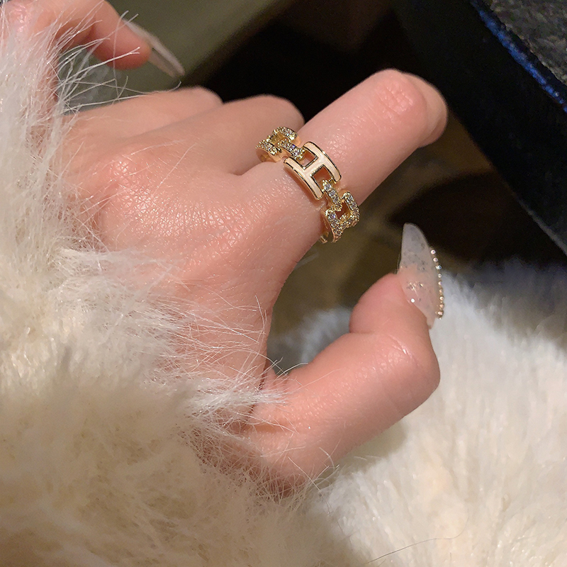 輕奢氣質H字母戒指