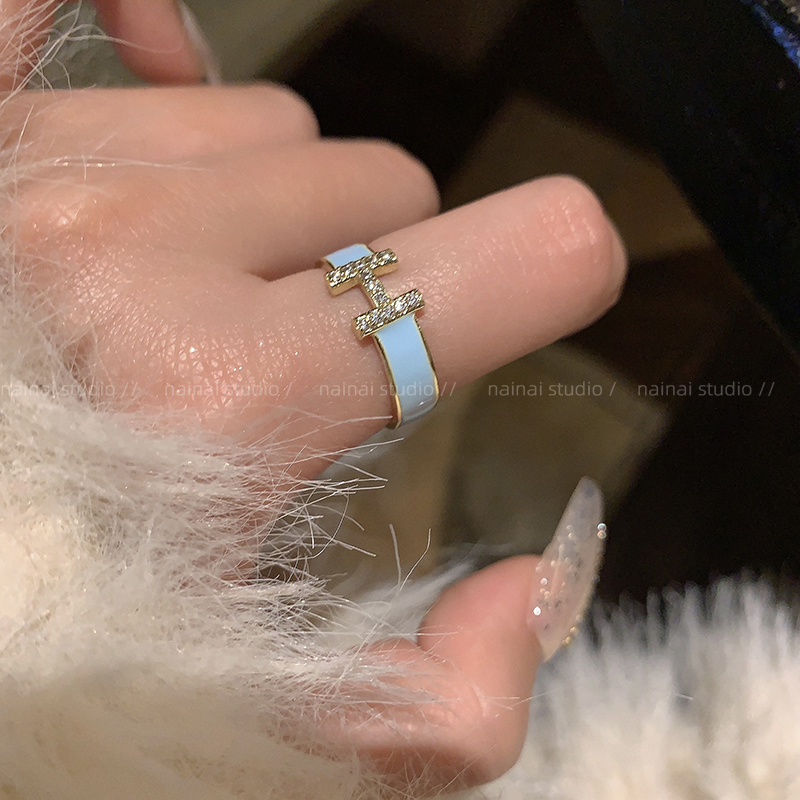 H字母戒指 輕奢開口戒指