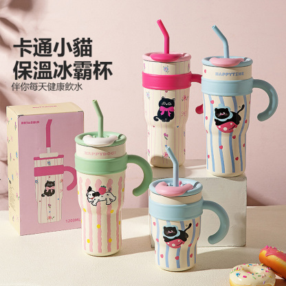 可愛卡通療愈貓咪保溫杯