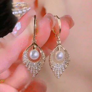 超閃水滴珍珠耳環
