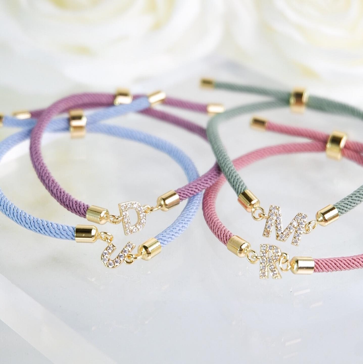 26個字母 姓名字母微鑲鋯石可調節手繩