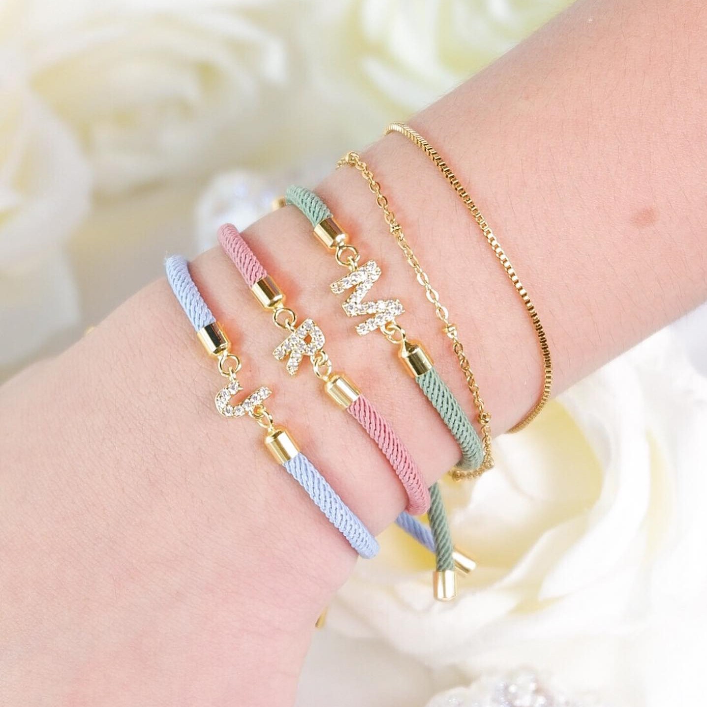 26個字母 姓名字母微鑲鋯石可調節手繩