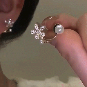 氣質感花朵珍珠耳環