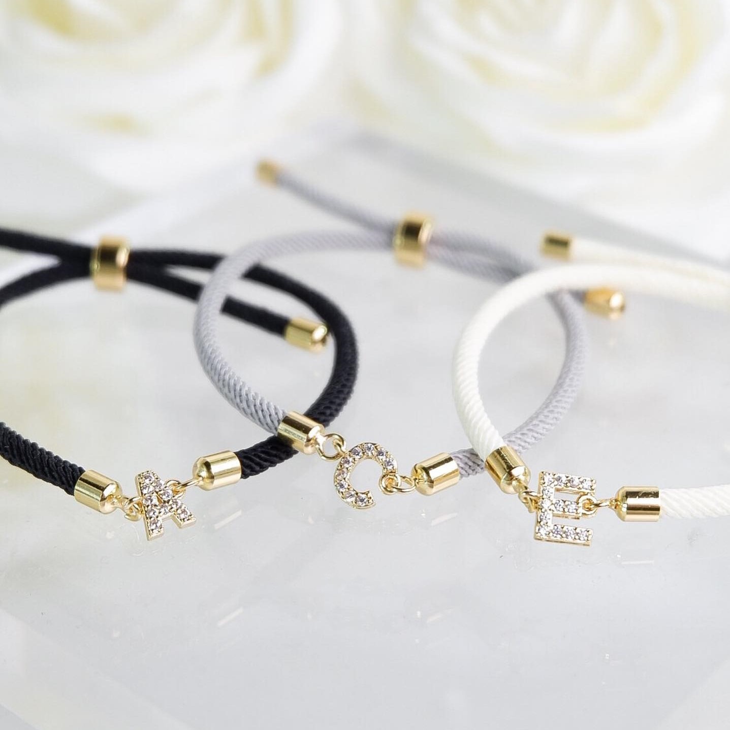 26個字母 姓名字母微鑲鋯石可調節手繩