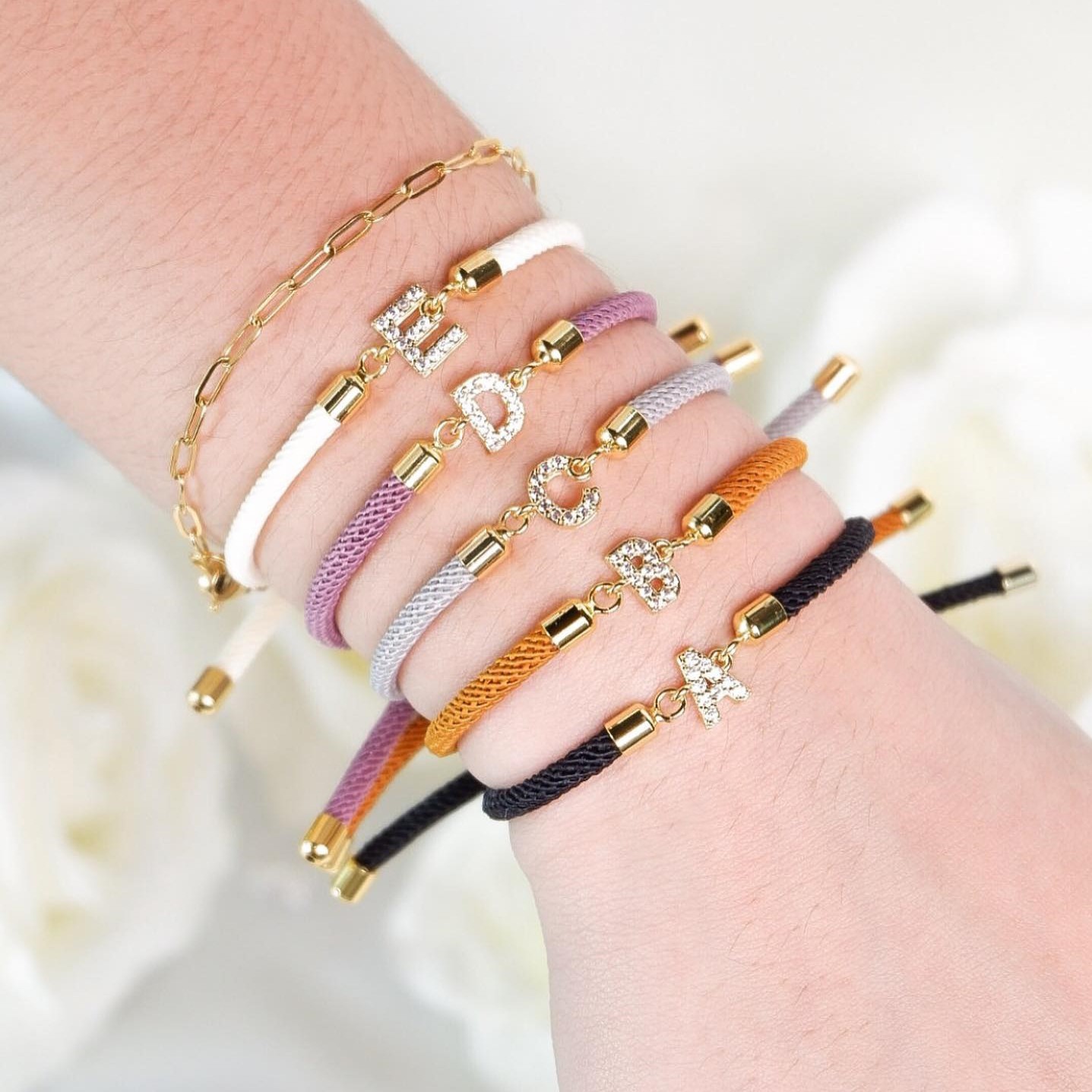 26個字母 姓名字母微鑲鋯石可調節手繩