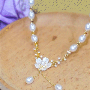 法式優雅花朵珍珠項鍊