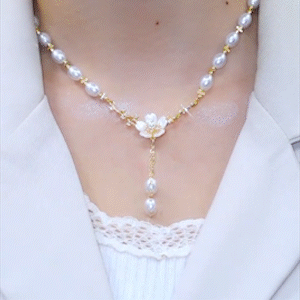 法式優雅花朵珍珠項鍊