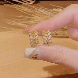 麥穗圈圈金色耳環