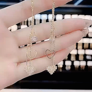 高級感心形流蘇耳環