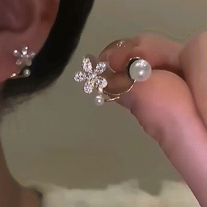 氣質感花朵珍珠耳環