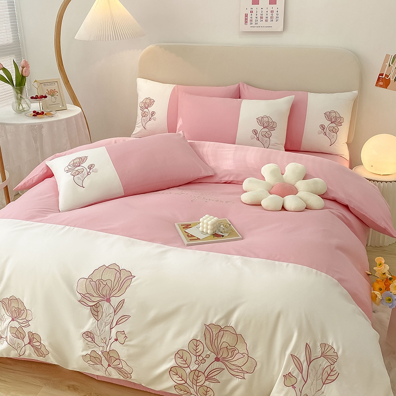 ins全棉四件套田園清新被套床上用品四季通用