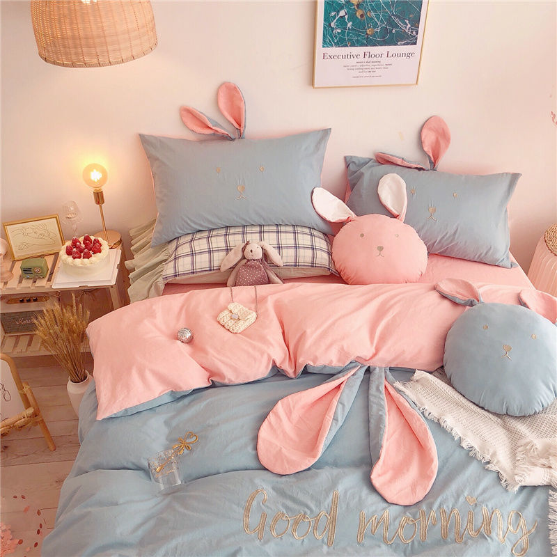 少女心超軟der 純色精梳棉兔耳朵 四季可用 四件組