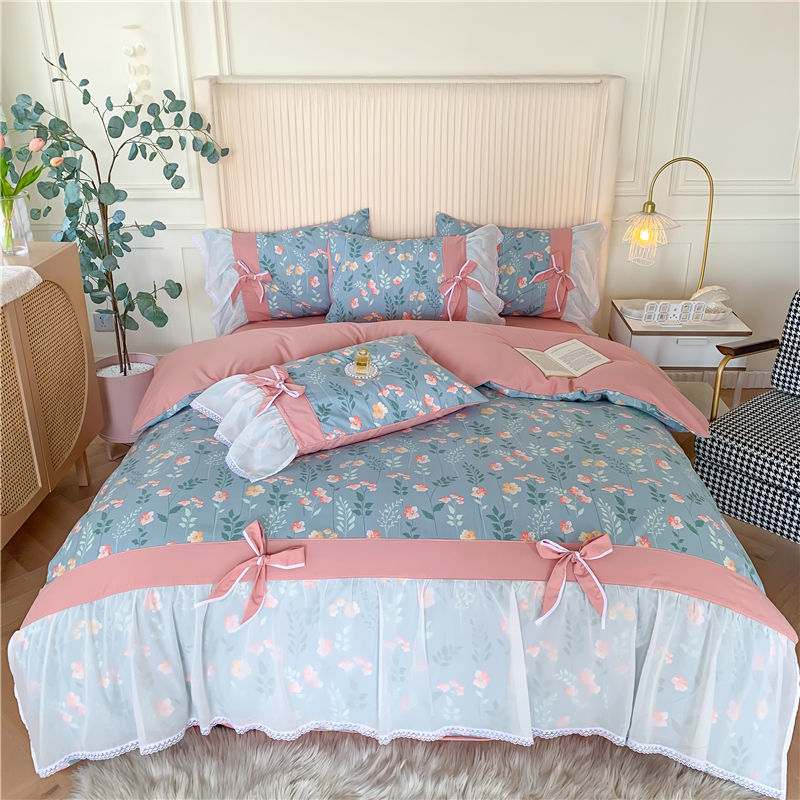 小清新田園風網紅蕾絲花邊款床單四件組系列