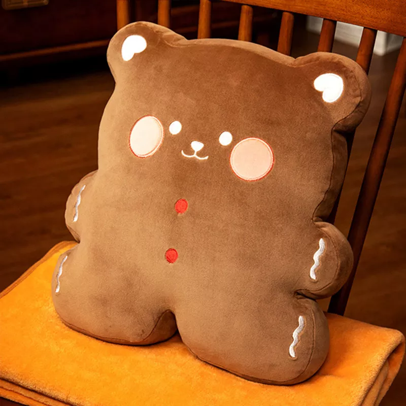 可愛辦公室新寵，小熊餅乾 靠枕毯子二合一