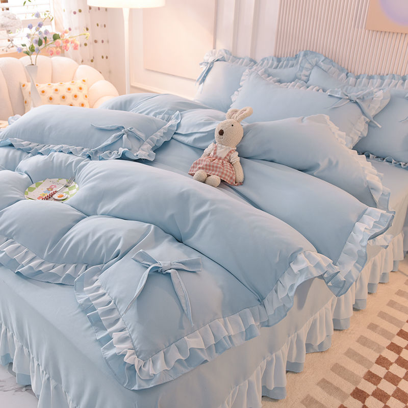 格調裝修 把藝術搬進臥室 馬卡龍蝴蝶花邊四件組床裙款