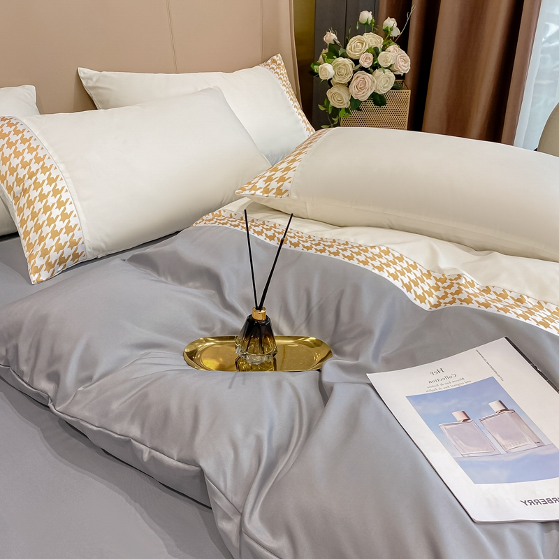 高級精梳棉 簡約千鳥格紋四件組