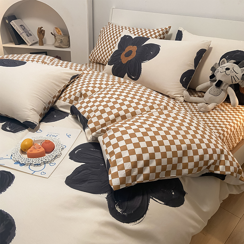 ins田園風居家全棉床上四件套純棉四季通用單雙人床單被套