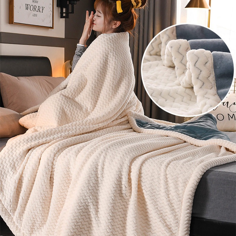法蘭羊羔珊瑚絨A面金貂絨B面貝貝絨 加厚保暖鎖溫毛毯四季被