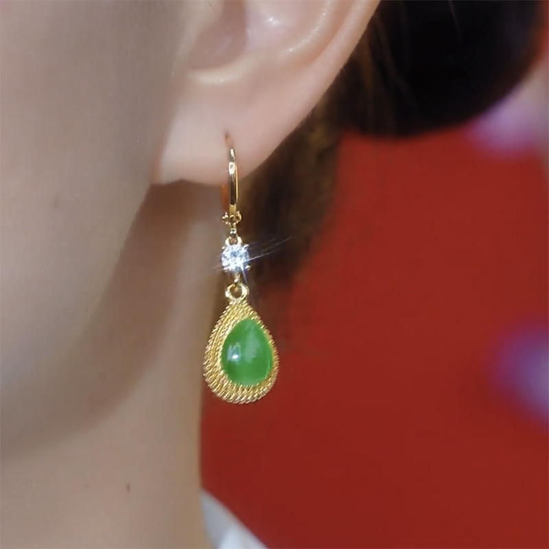 復古綠時尚榴槤耳環