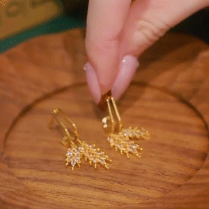 氣質輕奢鋯石葉子耳環