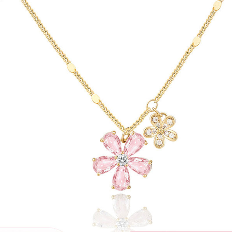 粉紅櫻花輕奢純銀鎖骨錬