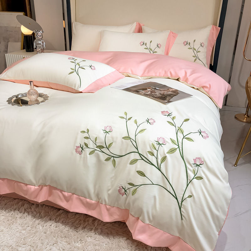 春色豁然 清新淡雅 純色花邊 四件組