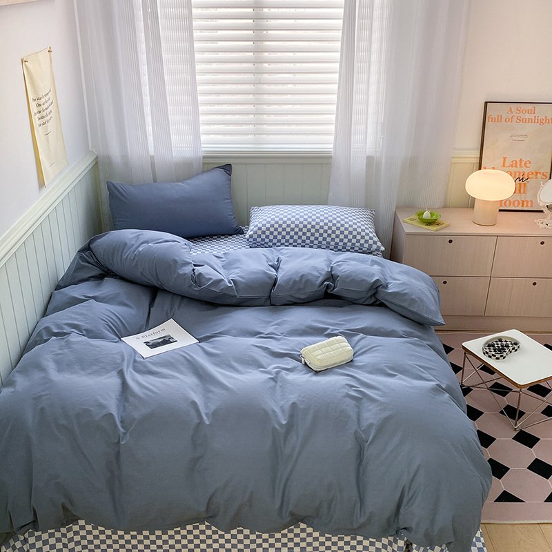 奶油綠馬卡龍色系簡約春夏水洗棉床上四件組