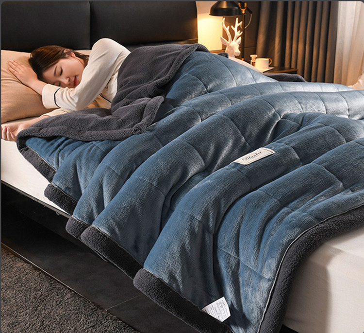 法蘭羊羔珊瑚絨A面金貂絨B面貝貝絨 加厚保暖鎖溫毛毯四季被
