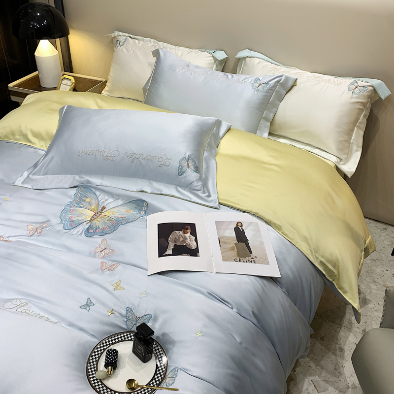 高端刺繡天絲四件組被套床上用品四季通用