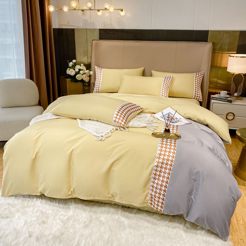 高級精梳棉 簡約千鳥格紋四件組