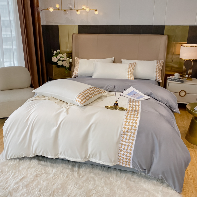 高級精梳棉 簡約千鳥格紋四件組