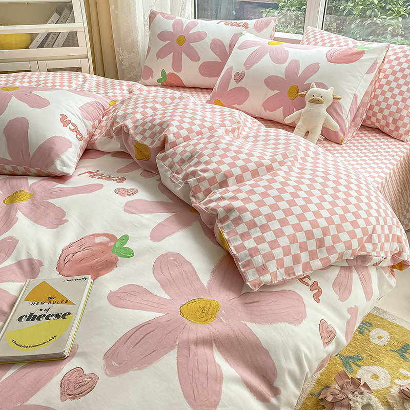 ins田園風居家全棉床上四件套純棉四季通用單雙人床單被套
