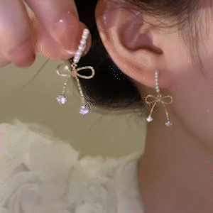 簡約甜美氣質蝴蝶結耳環