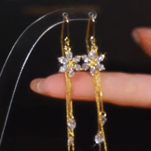 水晶花朵流蘇耳環  