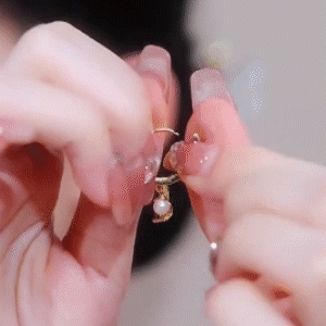 紫色水晶可愛兔耳環