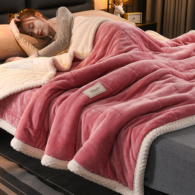 法蘭羊羔珊瑚絨A面金貂絨B面貝貝絨 加厚保暖鎖溫毛毯四季被