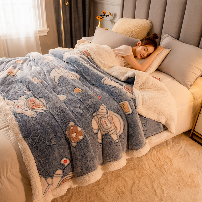 法蘭羊羔珊瑚絨A面金貂絨B面貝貝絨 加厚保暖鎖溫毛毯四季被 被套