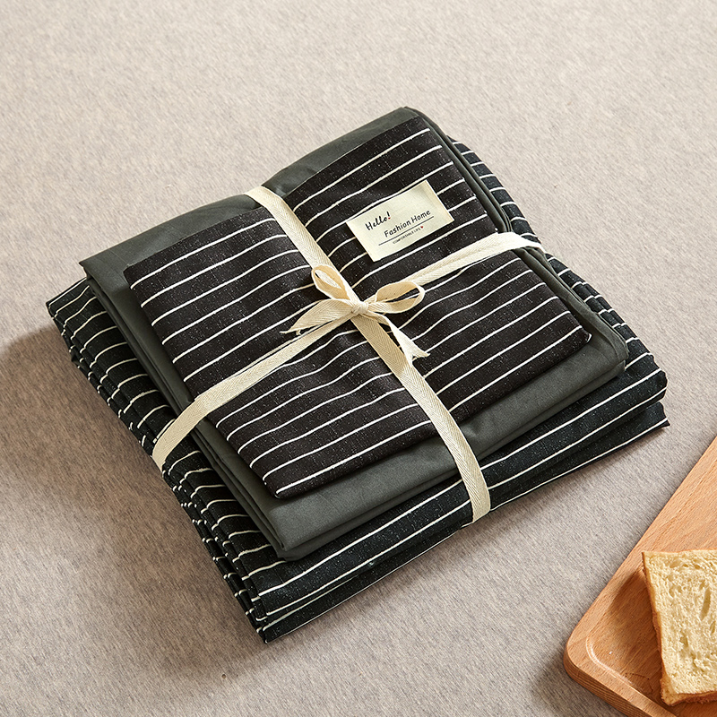 日系風尚 100%精梳棉 信封枕 純淨格紋 四件組