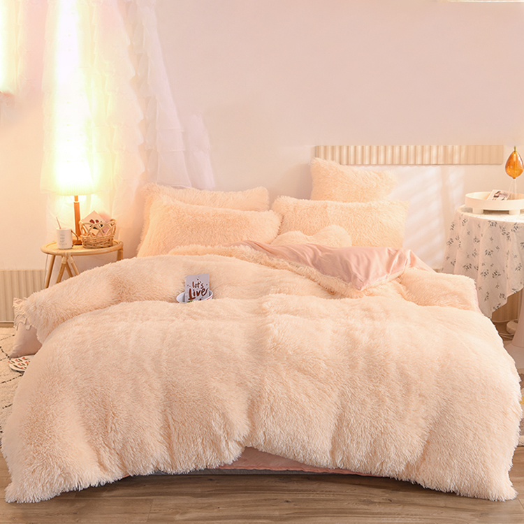 可機洗不掉毛不掉色【100%水貂絨】四件組 床包*1+被套*1+枕套*2