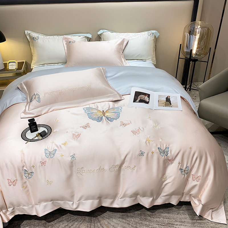 高端刺繡天絲四件組被套床上用品四季通用