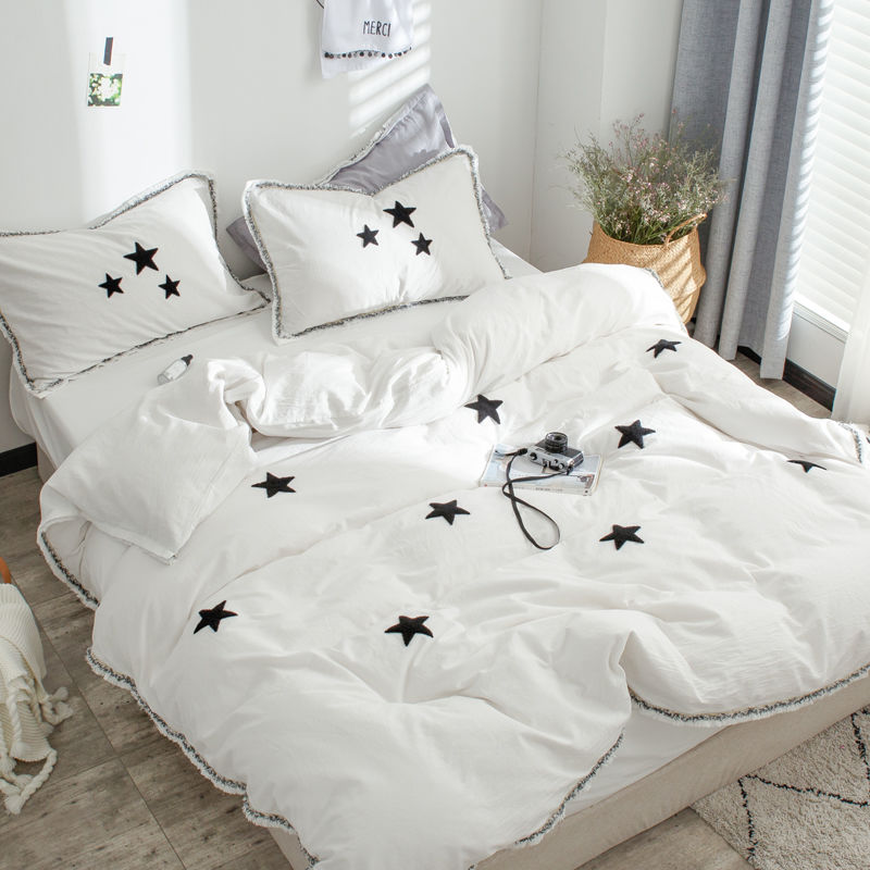 全棉少女桃心公主風四件組水洗棉純棉