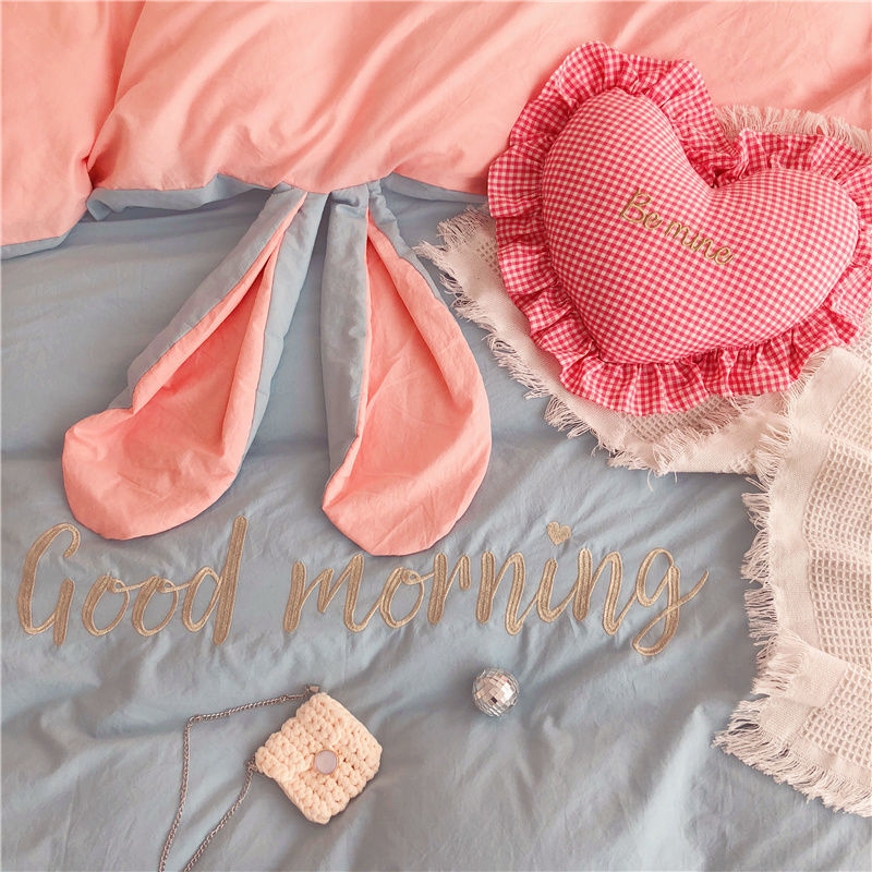 少女心超軟der 純色精梳棉兔耳朵 四季可用 四件組