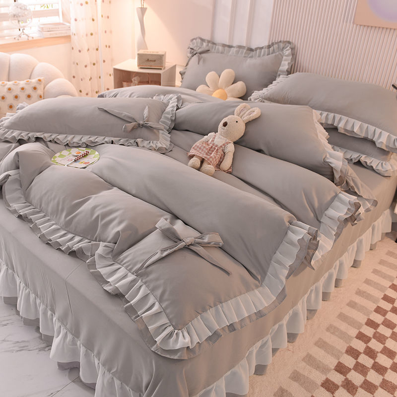 格調裝修 把藝術搬進臥室 馬卡龍蝴蝶花邊四件組床裙款