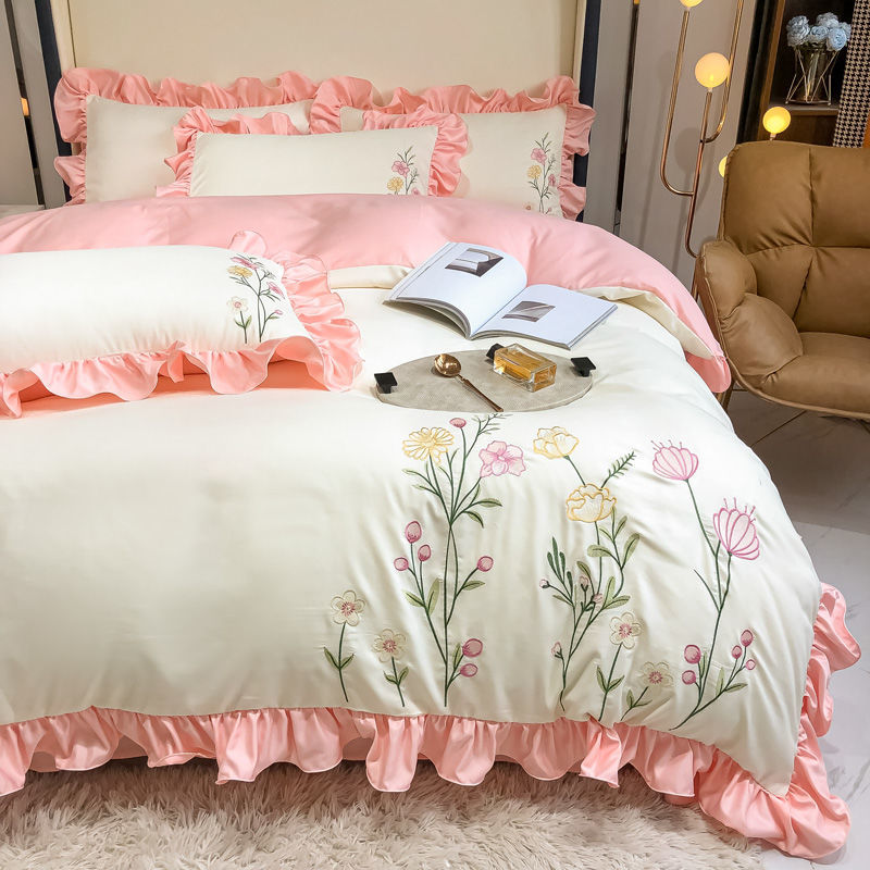 春色豁然 清新淡雅 純色花邊 四件組