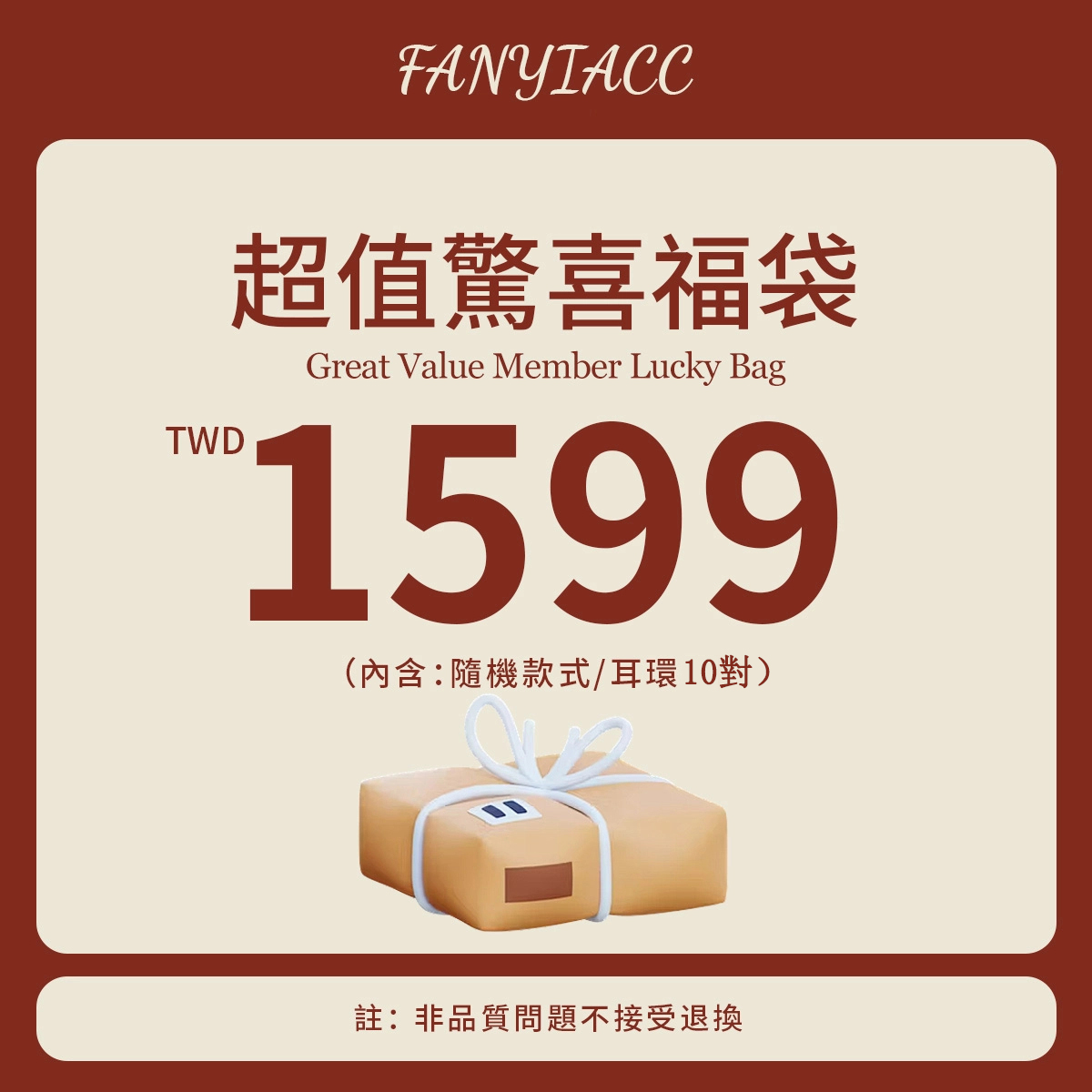 (5件組耳環福袋)FANYIACC-驚喜福袋，福利大放送！