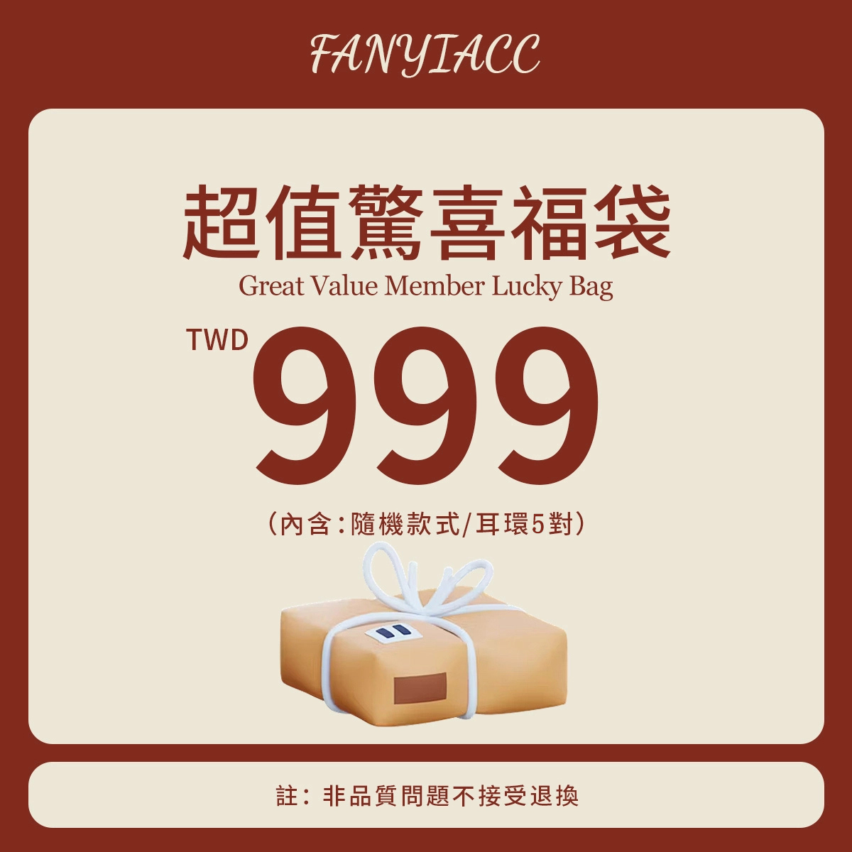 (5件組耳環福袋)FANYIACC-驚喜福袋，福利大放送！