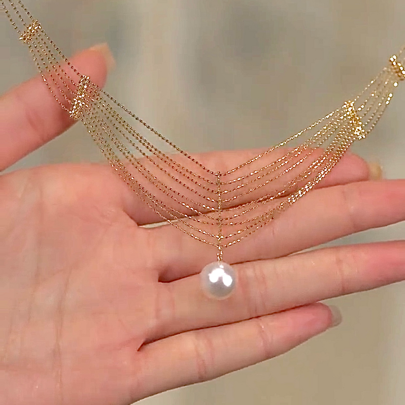 金色蕾絲珍珠項錬