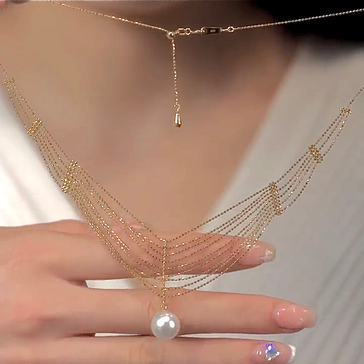 金色蕾絲珍珠項錬