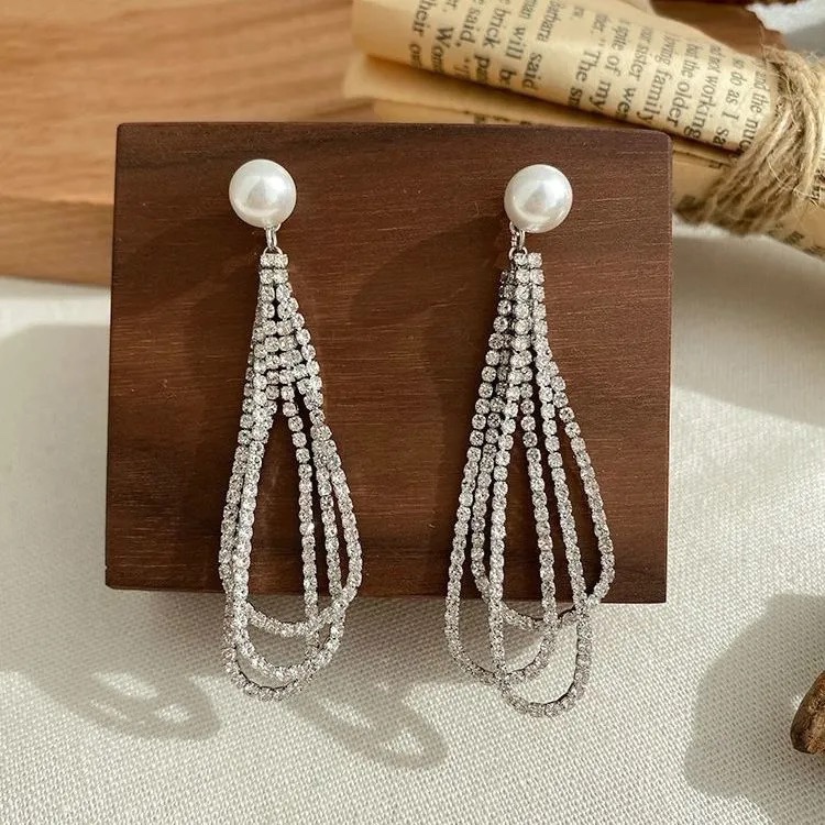 吊錬滿鑽流蘇耳環