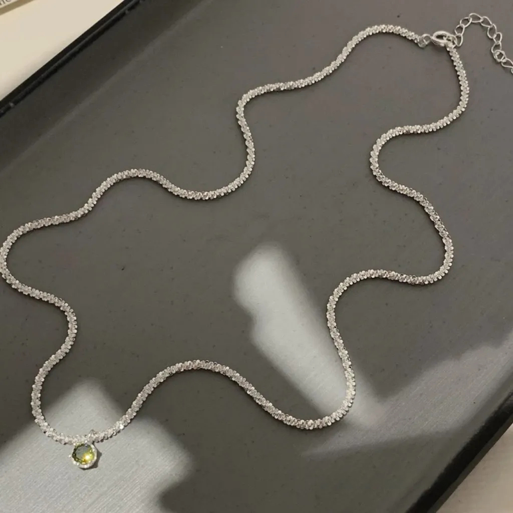 S925銀波光粼粼莫桑鑽項錬